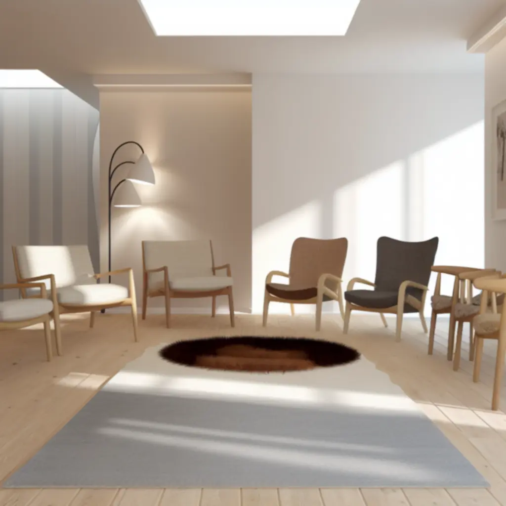 Licht Scandinavisch interieur met verschillende moderne designstoelen