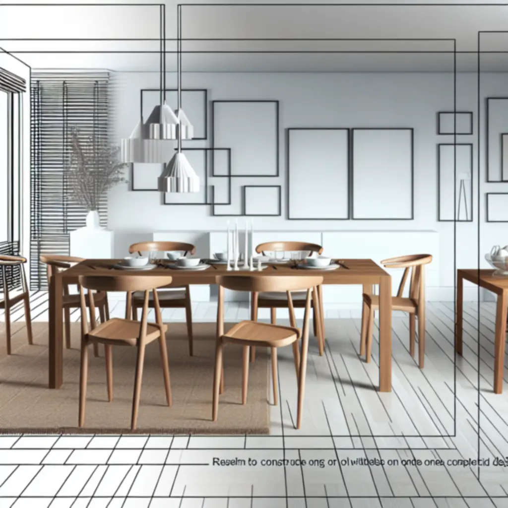 Moderne eettafel met bijpassende stoelen in Scandinavische stijl