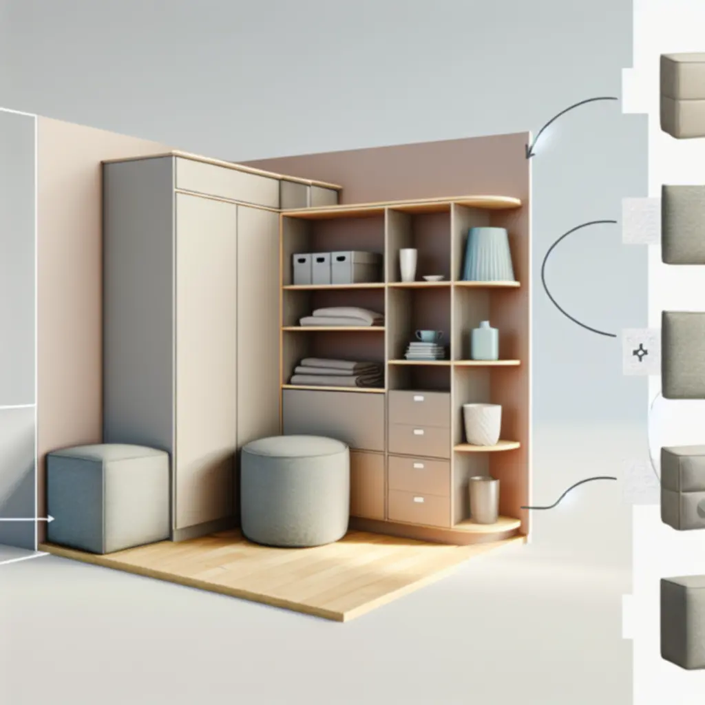 Compacte woonkamer met slimme opbergoplossingen