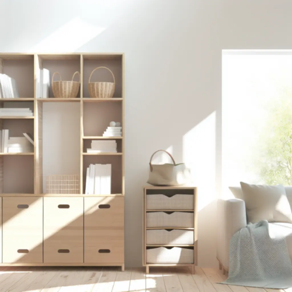 Modern Scandinavisch interieur met minimalistische opbergkast van Woon Craft