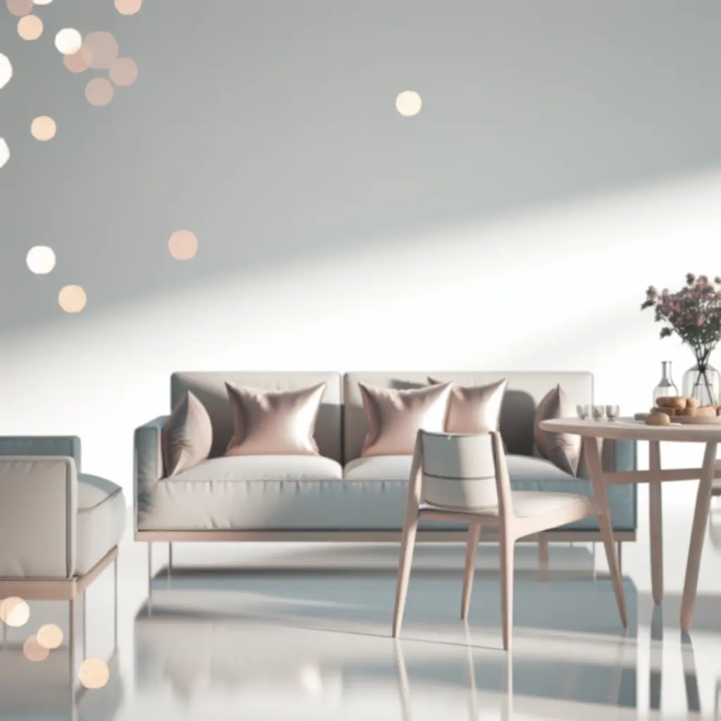 Promotiebanner van Woon Craft met Scandinavische meubels in een lichte woonkamer.