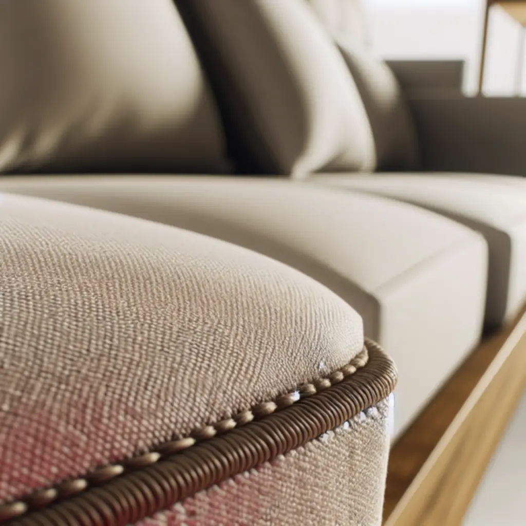 Scandinavische hoekbank in lichte stof